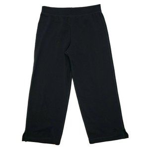 ADIDAS Solid All Black Pull On Crop Pants Size M